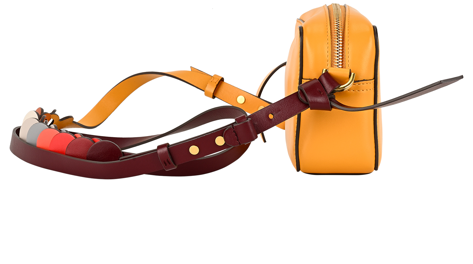 Circle Two-Tone Shoulder Bag, &pound;130, Handbags, Yellow, Leather, Side view